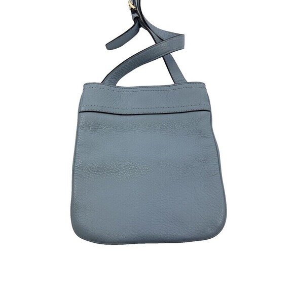 Michael Kors Moxley Crossbody Bag Pebbled Leather Light Blue Zip Snap Purse - Picture 4 of 14